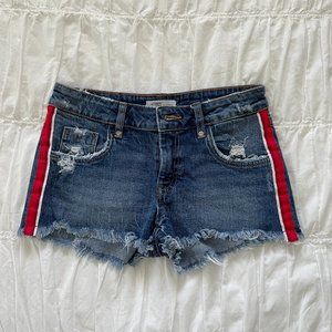 Zara Denim Shorts with Red Stripe
